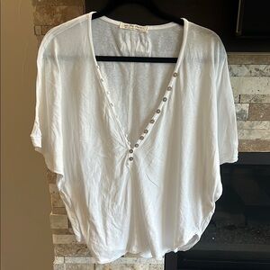 We The Free White Buttoned Relaxed Shirt